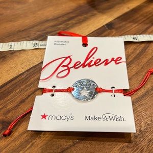 Believe satin “Make-a-wish” adjustable charm bracelet, NWT